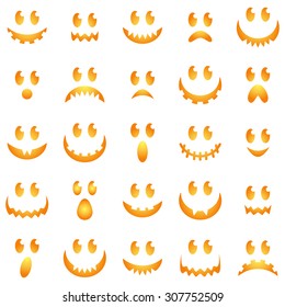 Vector Collection of Spooky Halloween Ghost and Pumpkin Faces