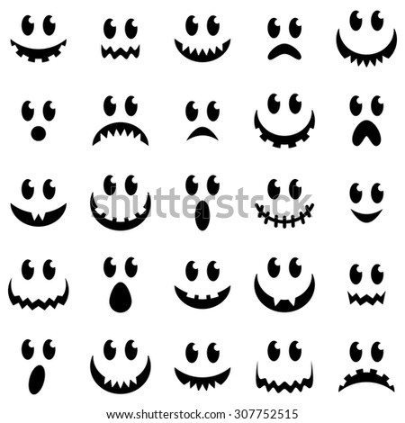 Vector Collection of Spooky Halloween Ghost and Pumpkin Faces