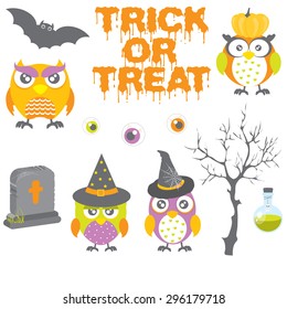 Vector Collection of Spooky Halloween Owls