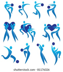 vector collection of sportsmen and lovers