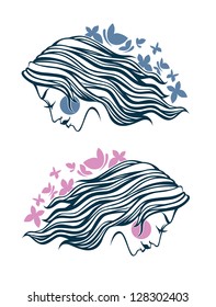 vector collection of spring girls silhouettes