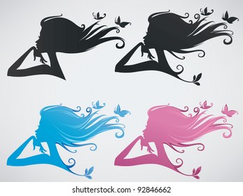 vector collection of spring girls silhouettes