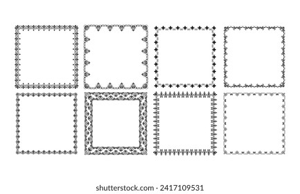 Vector collection of square vintage frames on white background.