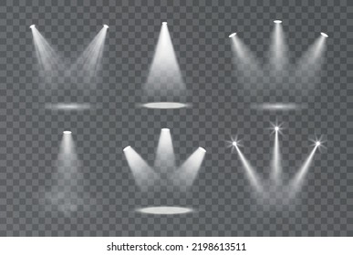 Vector collection of stage spotlight effects on transparent background