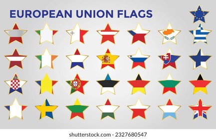 Vector vector collection stars flags of european union all flags style emblems
