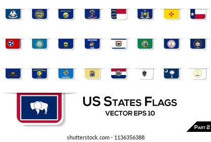 Vector collection of State Flags of the Unites States of America.