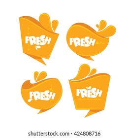 vector collection of stickers, emblems and banners for orange fresh