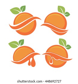 vector collection of stickers, emblems and banners for orange fresh