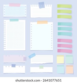 Vector collection of sticky note and paper note illustrations.
