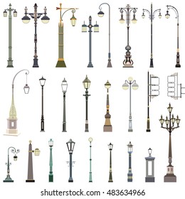 vector collection of street lamps