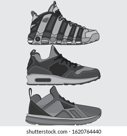 vector collection of street shoes, vector EPS 10