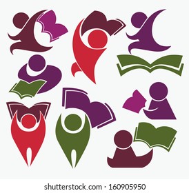 vector collection of studying, reading symbols and education icons