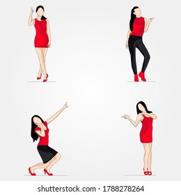Vector collection of stylish women doing different poses