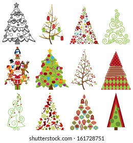 Vector Collection of Stylized Christmas Trees
