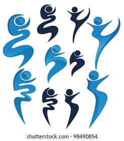 vector collection of stylized dancing people