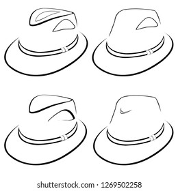 Vector collection of stylized hats for men