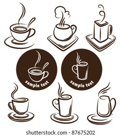 vector collection of stylized images of coffee cups