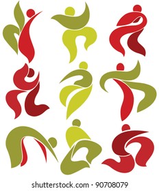 vector collection of stylized sportive people