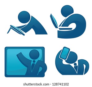 vector collection of success, office workers and business team in new technology style