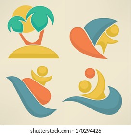 vector collection of summer attraction, tourism and vacation symbols