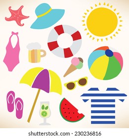 Vector collection of summer symbols