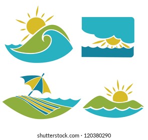 vector collection of summer tourism and vacation symbols