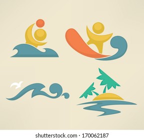 vector collection of summer tourism and vacation symbols