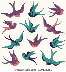 Vector Collection of Swallows