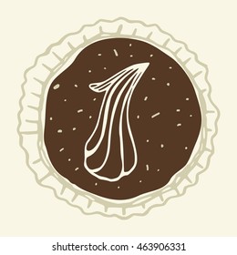 Vector collection of sweet numbers. Stylized figure 1 of the pastry cream/Hand-drawn figure on the background of cake 