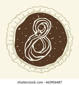 Vector collection of sweet numbers. Stylized figure 8 of the pastry cream/Hand-drawn figure on the background of cake 