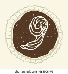 Vector collection of sweet numbers. Stylized figure 9 of the pastry cream/Hand-drawn figure on the background of cake 