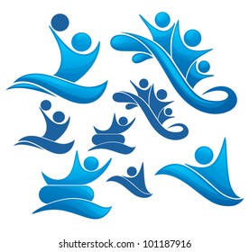 vector collection of swimming, water and aqua park symbols