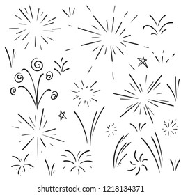 Vector Collection Of Swishes, Swashes, Swoops. Calligraphy Swirl. Highlight Text Elements. Hand Drawn Fireworks.
