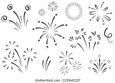 Vector collection of swishes, swashes, swoops. Rotating calligraphy. Highlight text elements. Hand drawn fireworks.