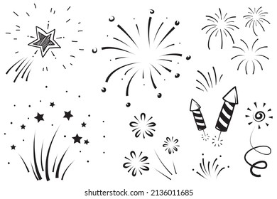 Vector collection of swishes, swashes, swoops. Rotating calligraphy. Highlight text elements. Hand drawn fireworks.