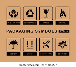 Vector Collection of symbols on packaging. icon, sign. Sticker pack. Vector icon.