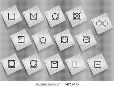 Vector collection of symbols used on clothes labels