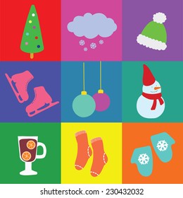 Vector collection symbols of winter