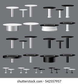 Vector collection of tables for indoors trade booth decoration preview presentations