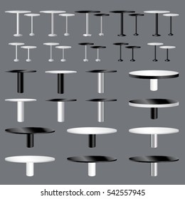 Vector collection of tables for use in decoration proposals and preview design presentations