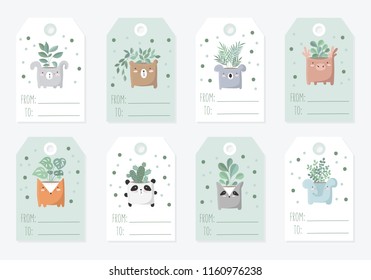 Vector collection of tags with cute objects in pastel colors. Valentine's day, anniversary, save the date, baby shower, bridal, birthday, children party