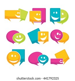 vector collection of talking, speaking and communication icons, signs and symbols