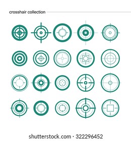 Vector collection of target flat icons. Crosshairs group. Aims isolated.