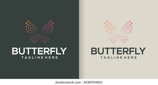 Vector collection of technology butterfly logos, symbols, icons. pixel style