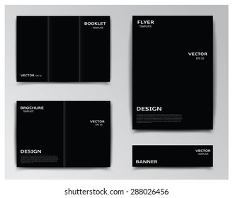 Vector collection of templates: booklet, brochure, flyer and banner. You can use it for your layouts. Eps file has layers with clipping mask, that helps you easily add your own background.