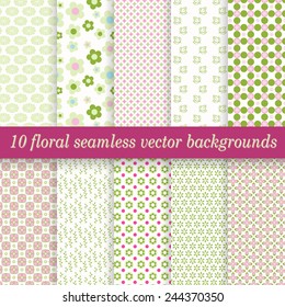 vector collection of ten seamless floral backgrounds