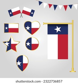 vector collection of Texas State of Usa emblems and icons in different shapes