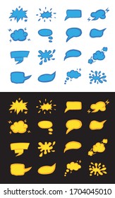 Vector collection of textured frames and speech bubbles. Grunge set of clouds, and shapes for any text.
