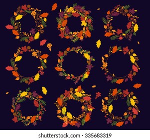Vector Collection of Thanksgiving, Autumn or Fall Themed Wreaths and Frames