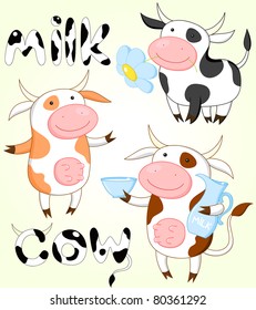 Vector collection of three funny cows